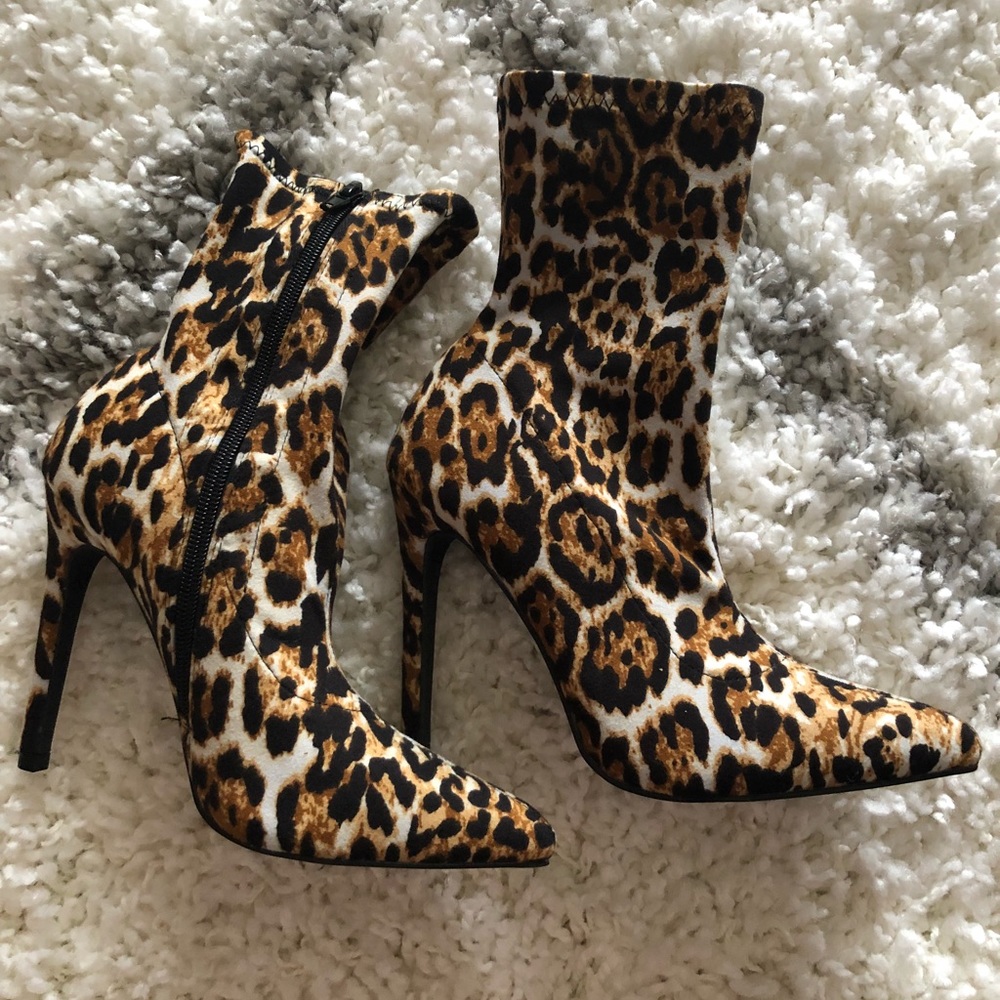 Leopard print booties